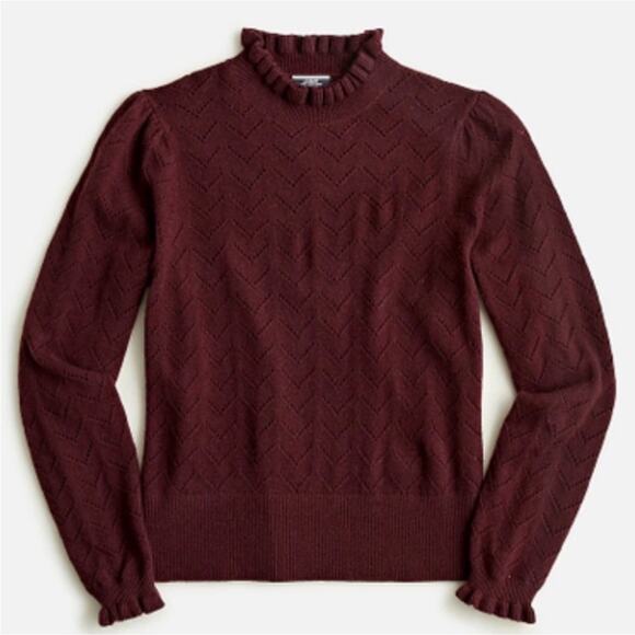 J. Crew Sweaters - J.Crew Pointelle Knit Mock Neck Cashmere Sweater L